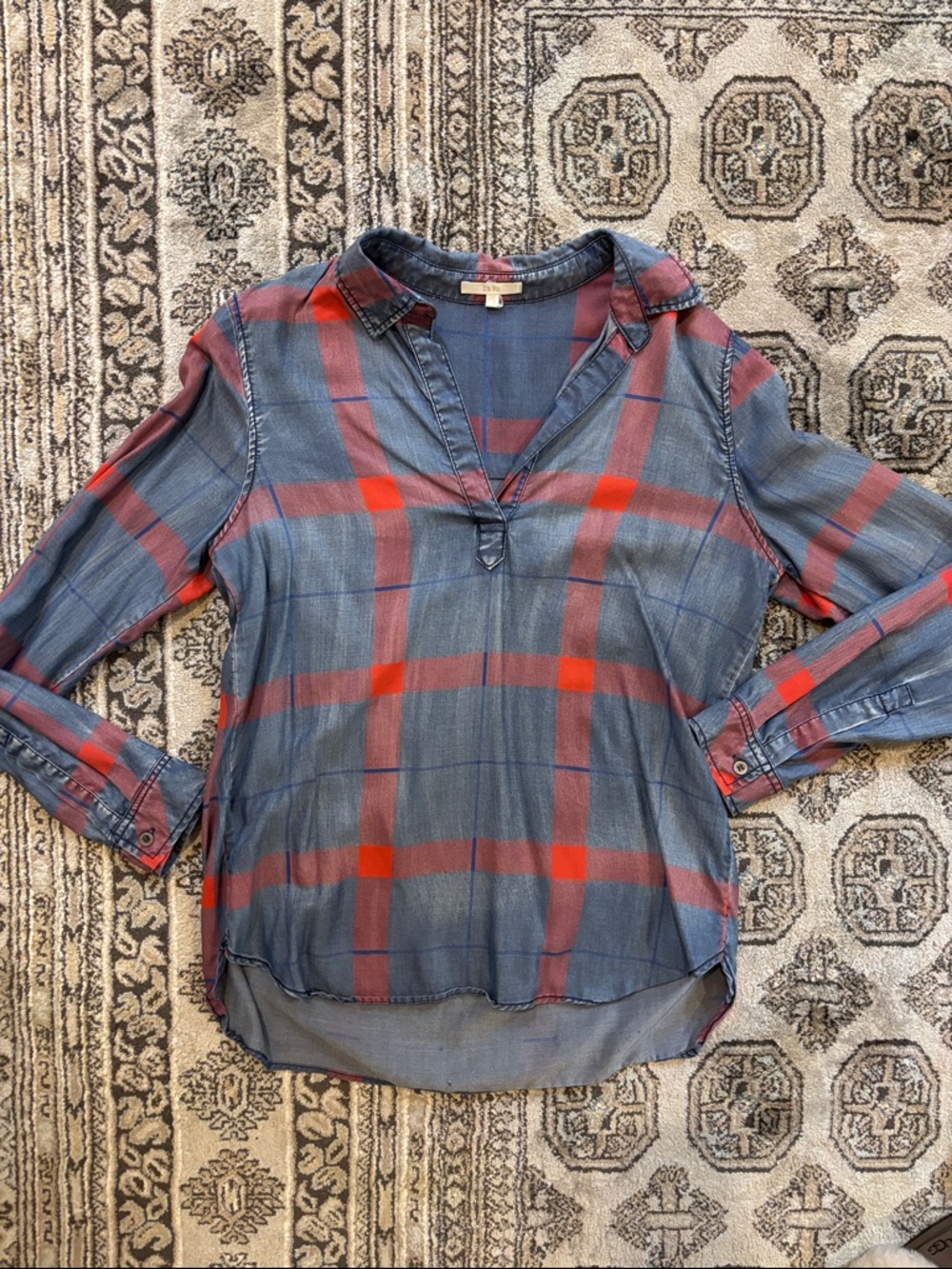 Anthropologie Chambray plaid top